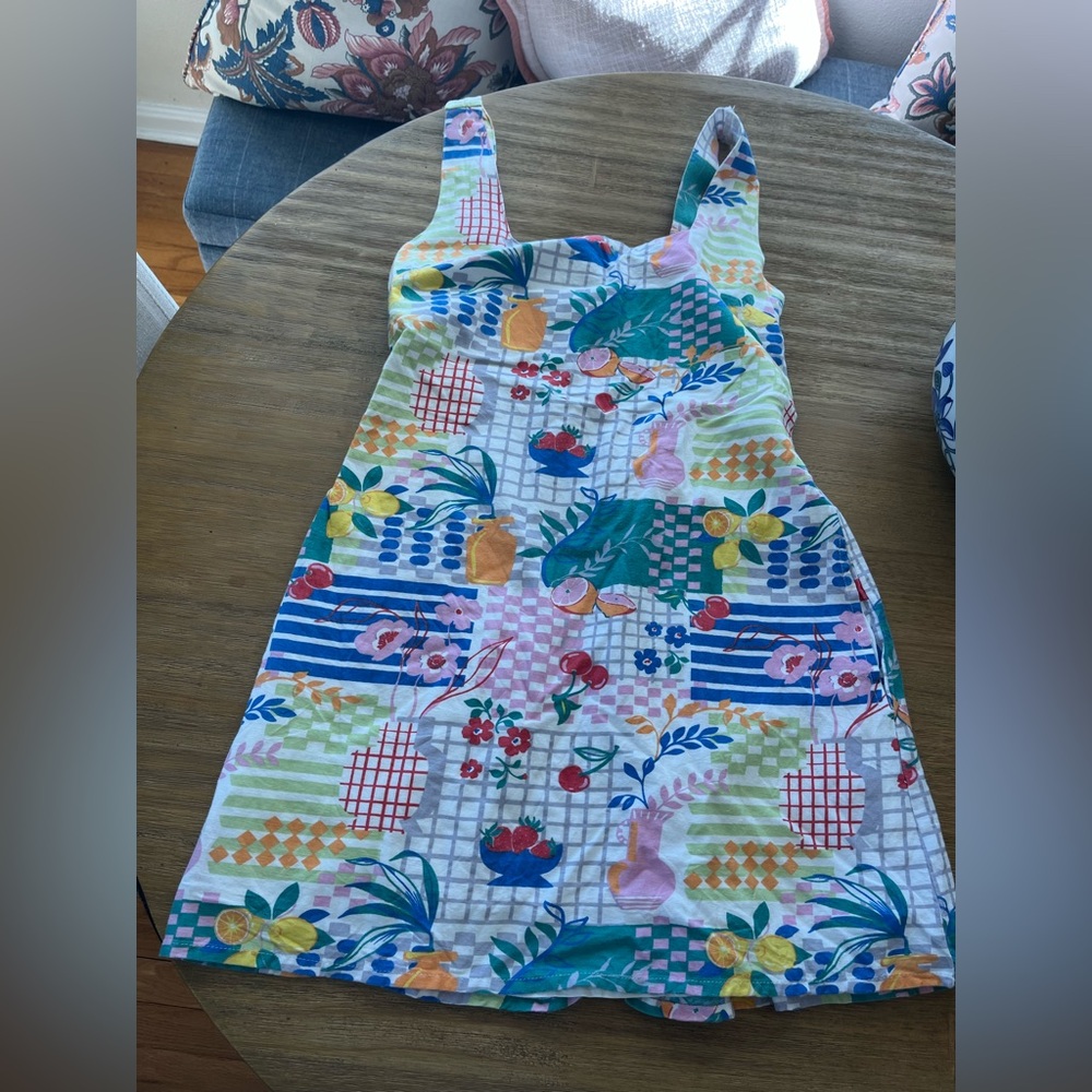 Colorful Fruit Patterned Sleeveless Sundress Size M